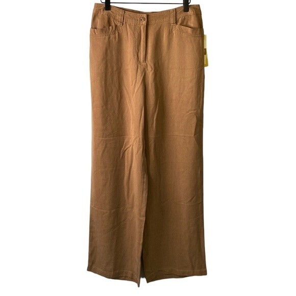 Coldwater Creek Wide Leg High Rise Soft Drape Pants 100% Tencel Flap Back Pocket - Picture 1 of 14